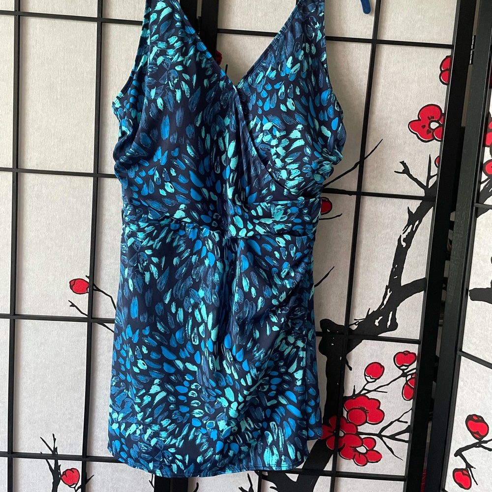 Denim & Co. Beach V-Neck Wrap Front Swim Dress